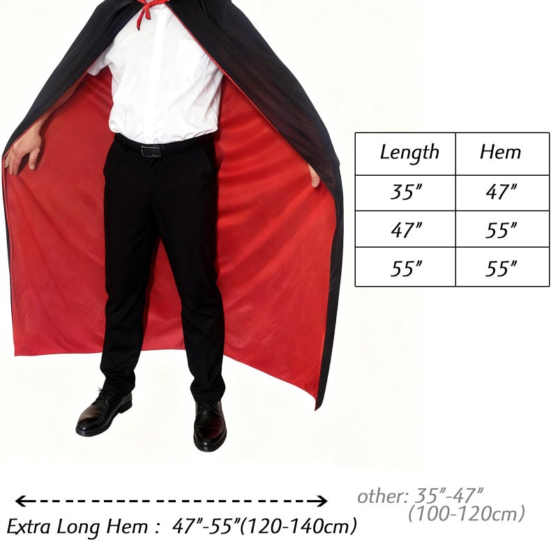 Gardeningwill Double Face 55" Red Black Hooded Halloween Easter Christmas Cloak Goth Vampire Priate Costume Cape - Image 3